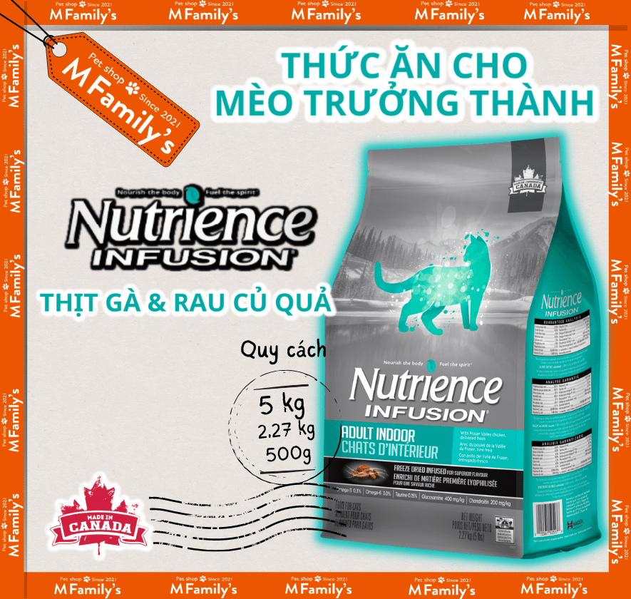 Hạt Nutrience Infusion cho mèo trưởng thành | Thức ăn hạt cân bằng dinh dưỡng cho mèo trên 12 tháng tuổi