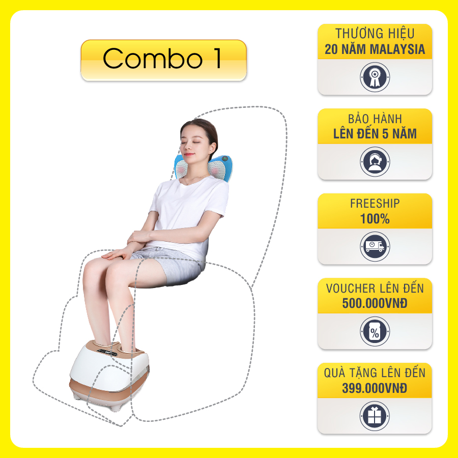 - combo gối massage okia efancy + máy massage chân okia emiracle chính hãng malaysia