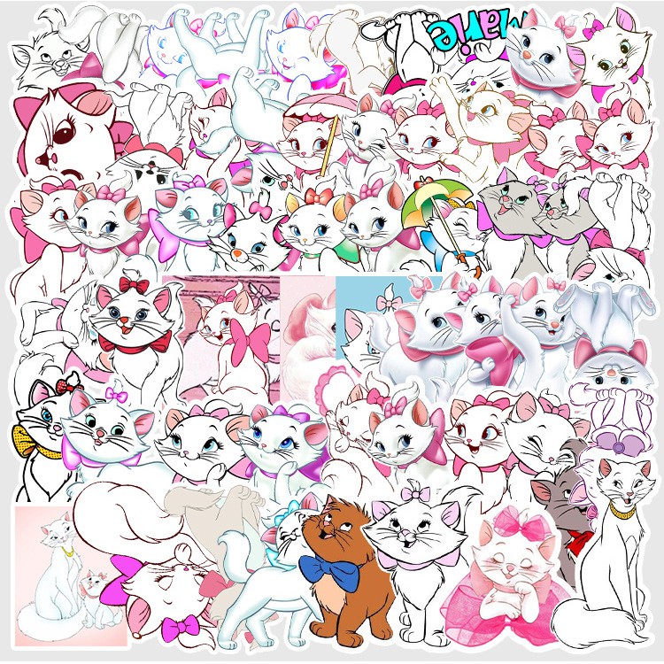 Sticker dán mũ bảo hiểm, laptop hình mèo Mary dễ thương - DB.068