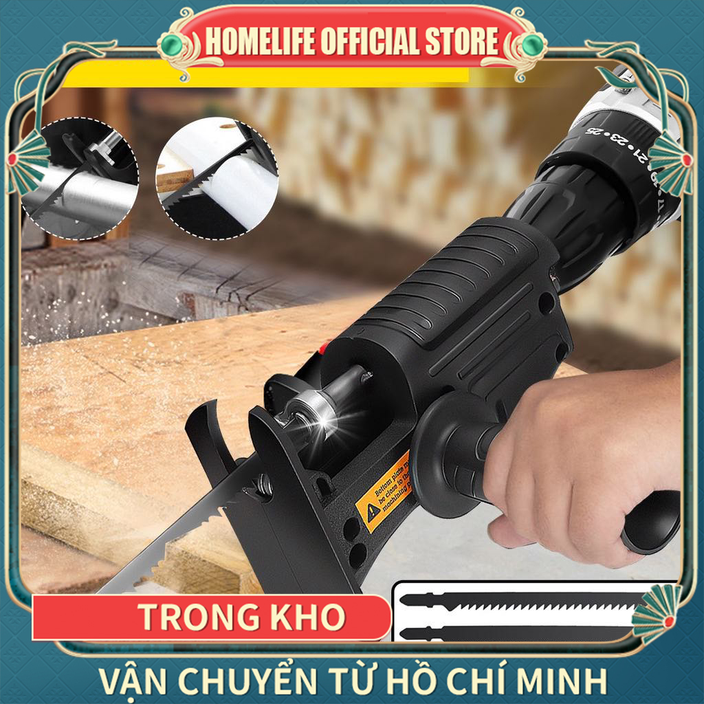 Bộ Chuyển Khoan Thành Cắt,Bộ chuyển đổi máy khoan thành cưa,Chuyển đổi máy khoan thành máy cưa Điện Cầm Tay Kèm 3 Lưỡi Cưa Gỗ Kim Loại Nhựa-Bộ Chuyển Đổi Máy Khoan Thành Máy Cưa Lọng Cầm Tay