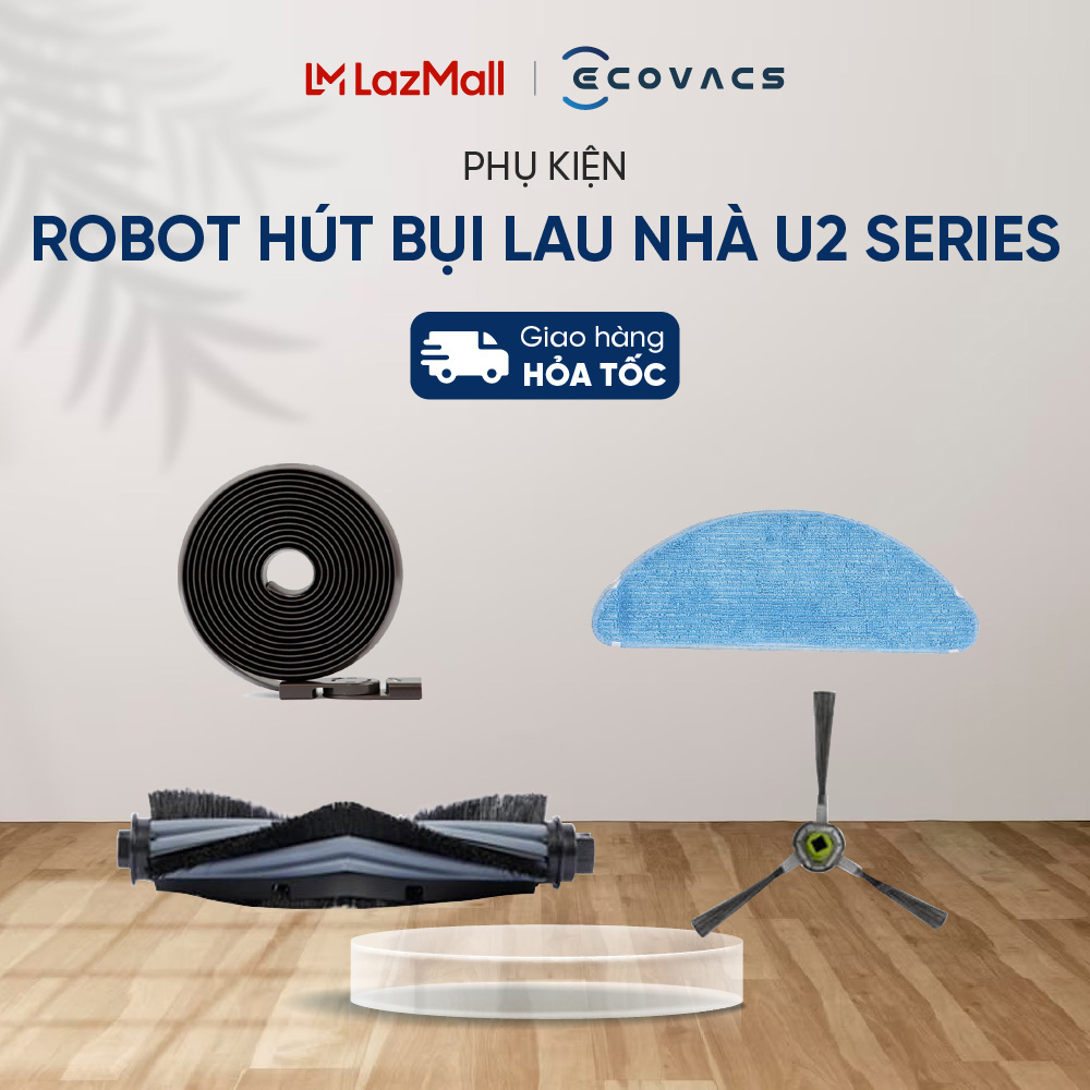 Phụ kiện cho robot ecovacs u2 pro | chổi chính ecovacs u2 | giẻ lau ecovacs u2 | băng dính từ - chính hãng