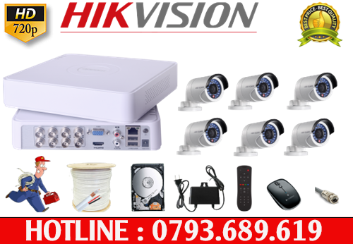 Trọn bộ 6 camera Hikvision HD 1.0 MP