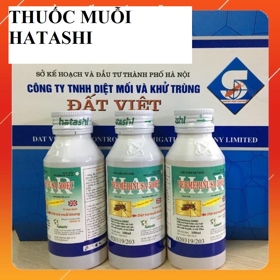 Bộ 3 LỌ Thuốc diệt muỗi PERMERINUSA 500EC loại 100ml,diệt trừ muỗi truyền bệnh sốt rét,sốt xuất huyết,vi rút Zika