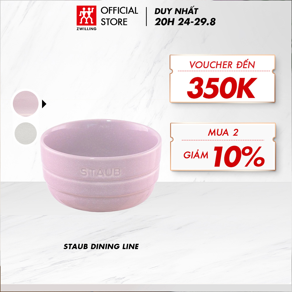Chén gốm sứ cao cấp 2 STAUB - màu truffle trắng/Hoa anh đào, nhiều size