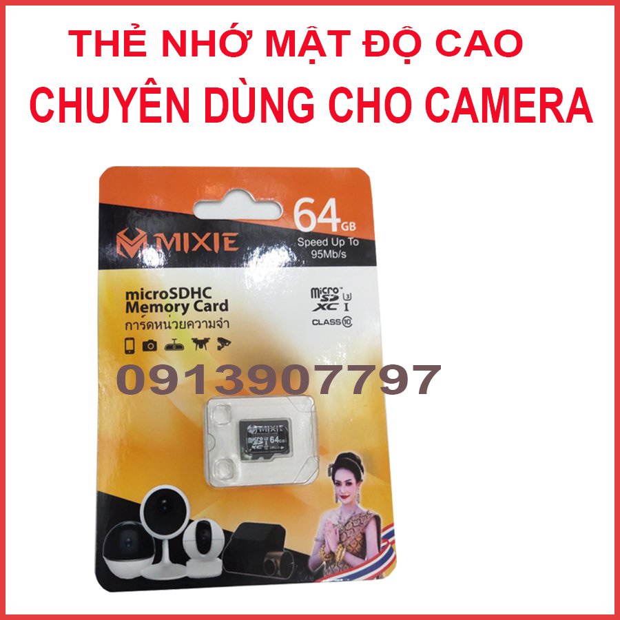 THẺ NHỚ 64G MIXIE MICRO SD TỐC ĐỘ 95MB/S GHI 70M/S cho camera, điện thoại, camera hành trình