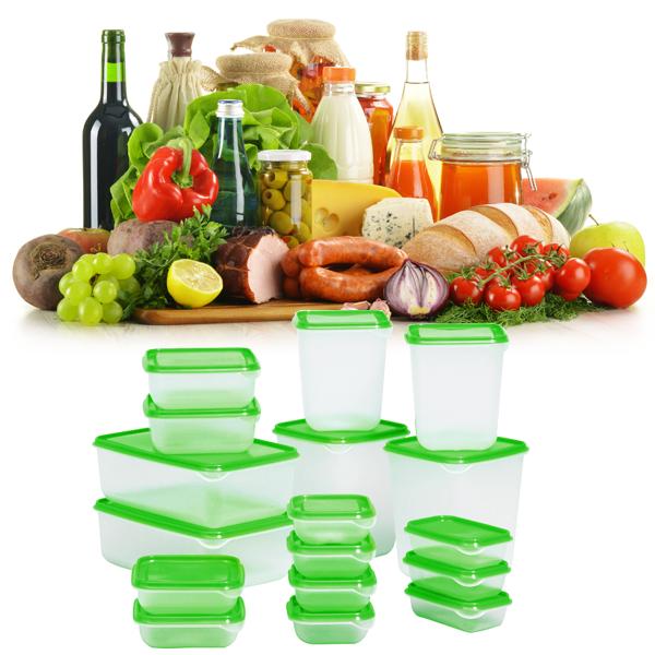 Bộ hộp nhựa đựng thực phẩm 17 món nhựa trong suốt an toàn