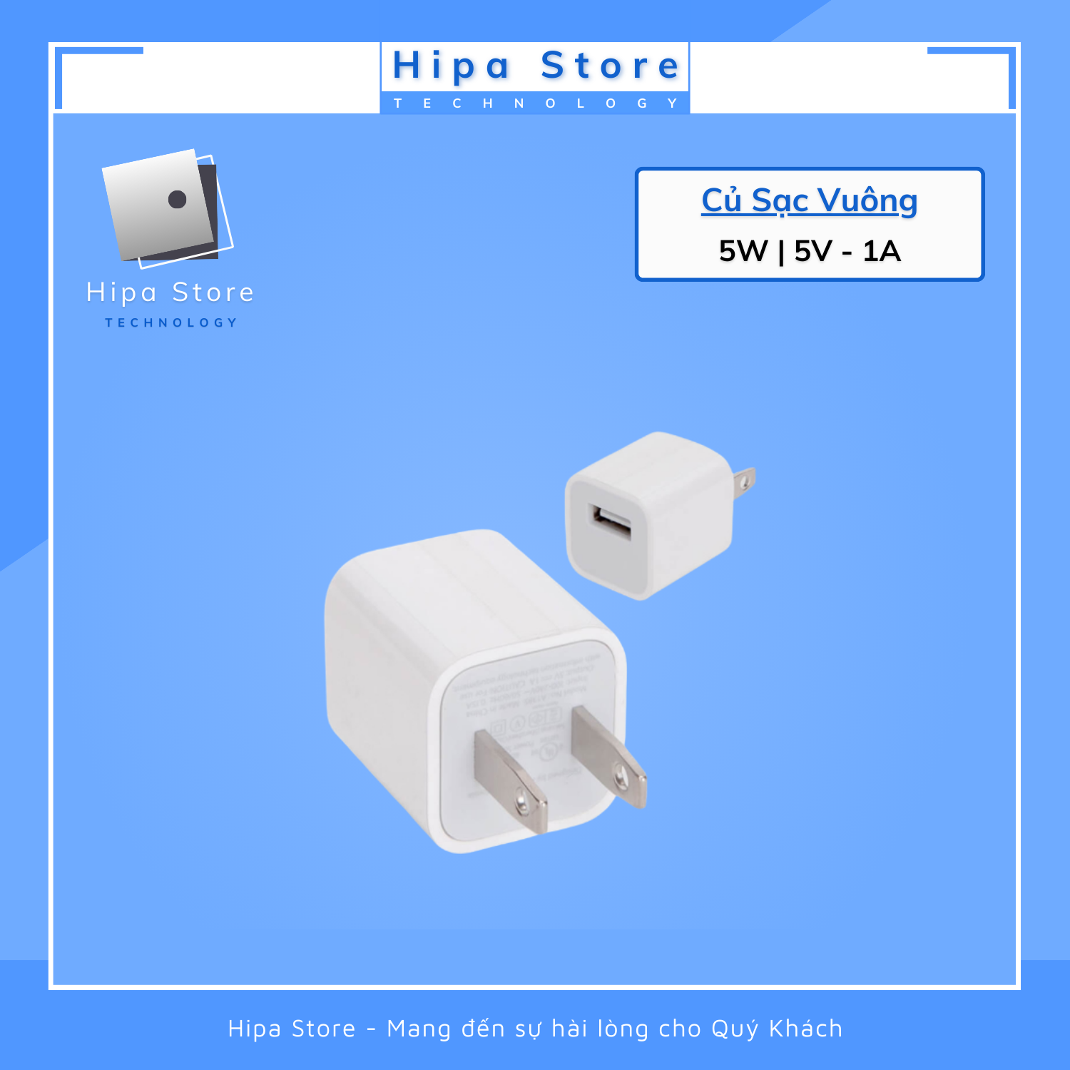 Củ sạc vuông usb 5w 5v - 1a, củ sạc ip chất lượng cao