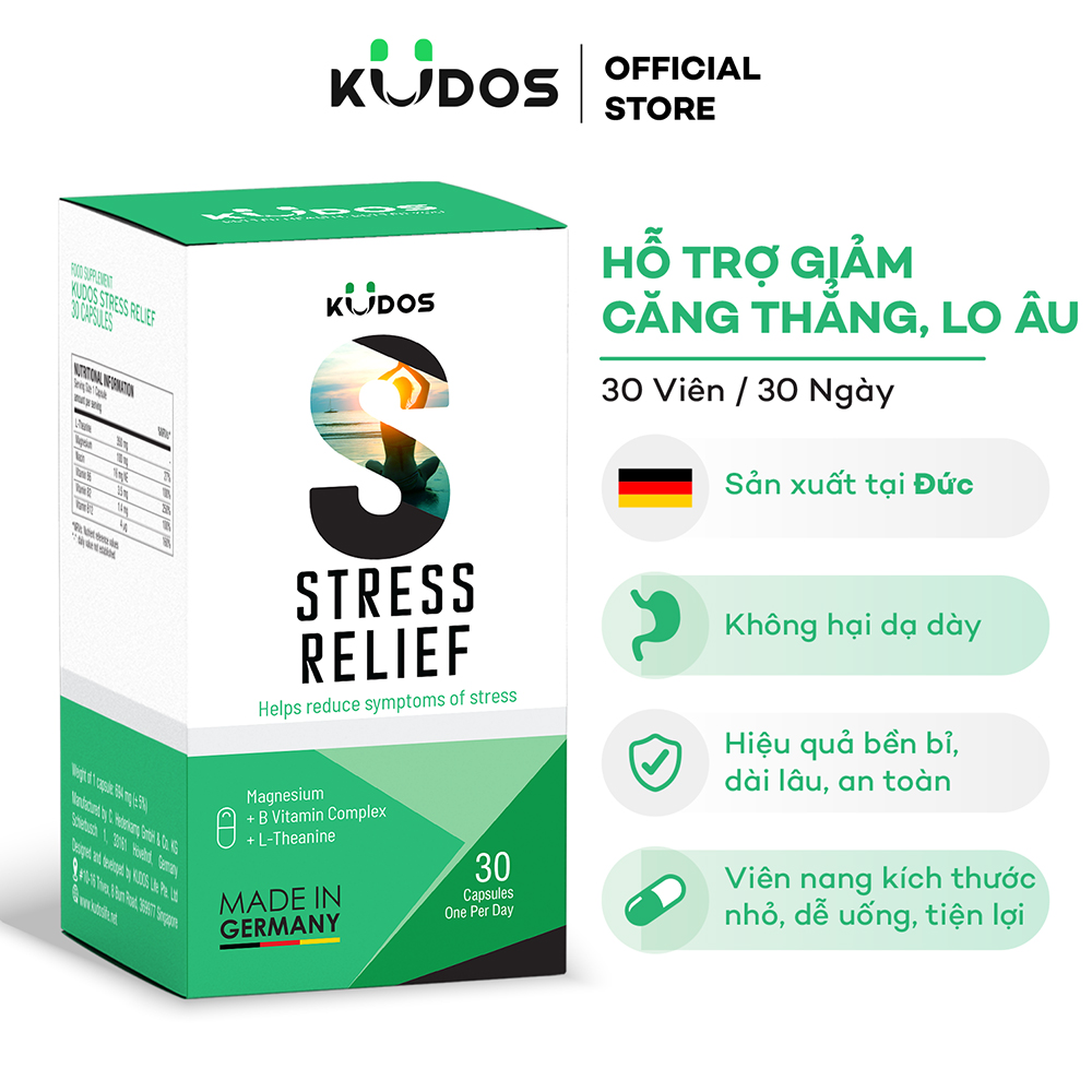 Hỗ trợ giảm stress Kudos Stress Relief (Hộp 30 viên)