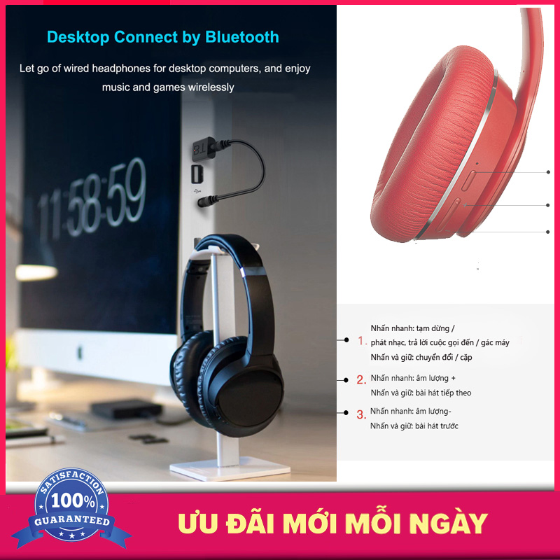 Thể Thao Gaming Không Dây Tai Nghe Bluetooth Mic Không Dâygiảm Tiếng ồn Máy âm Bass Mạnh Mẽ Tai Nghe