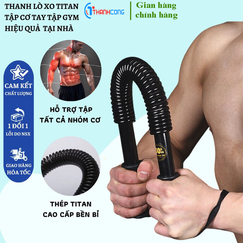 Gậy tập cơ tay ThanhCong, Gậy bẻ tập cơ tay lò xo đàn hồi Titan 20kg, 30kg, 40kg, 50kg, 60kg kháng lực tập gym