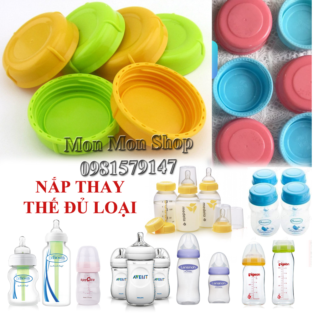 Set 2 nắp bình sữa thay thế, nắp bình trữ sữa nhựa an toàn BPA free - vui lòng đọc hướng dẫn chọn nắp