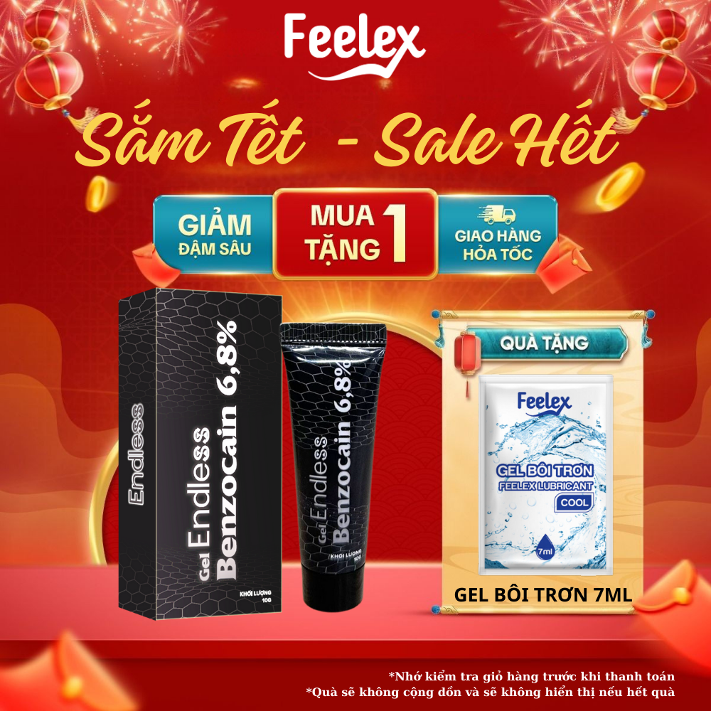 Gel bôi trơn End less Long Time 6,8% Benzo, hỗ trợ kéo dài thời gian quan hệ cho nam giới - Tuýp 10g