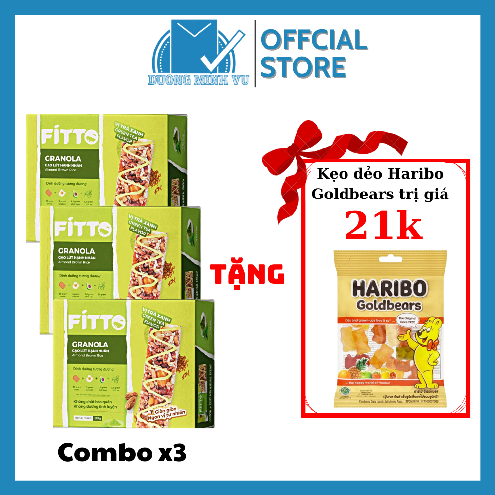Buy 3 get 1 Combo 3 boxes 6 bars box energy bar Fitto coconut green tea