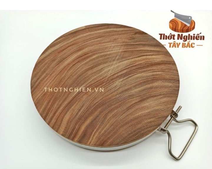 thớt nghiến tây bắc chuẩn không tâm đường kính 40 x 6-6,5cm LẮP ĐAI INOX 304  (HÀNG CHỌN LOẠI 1)