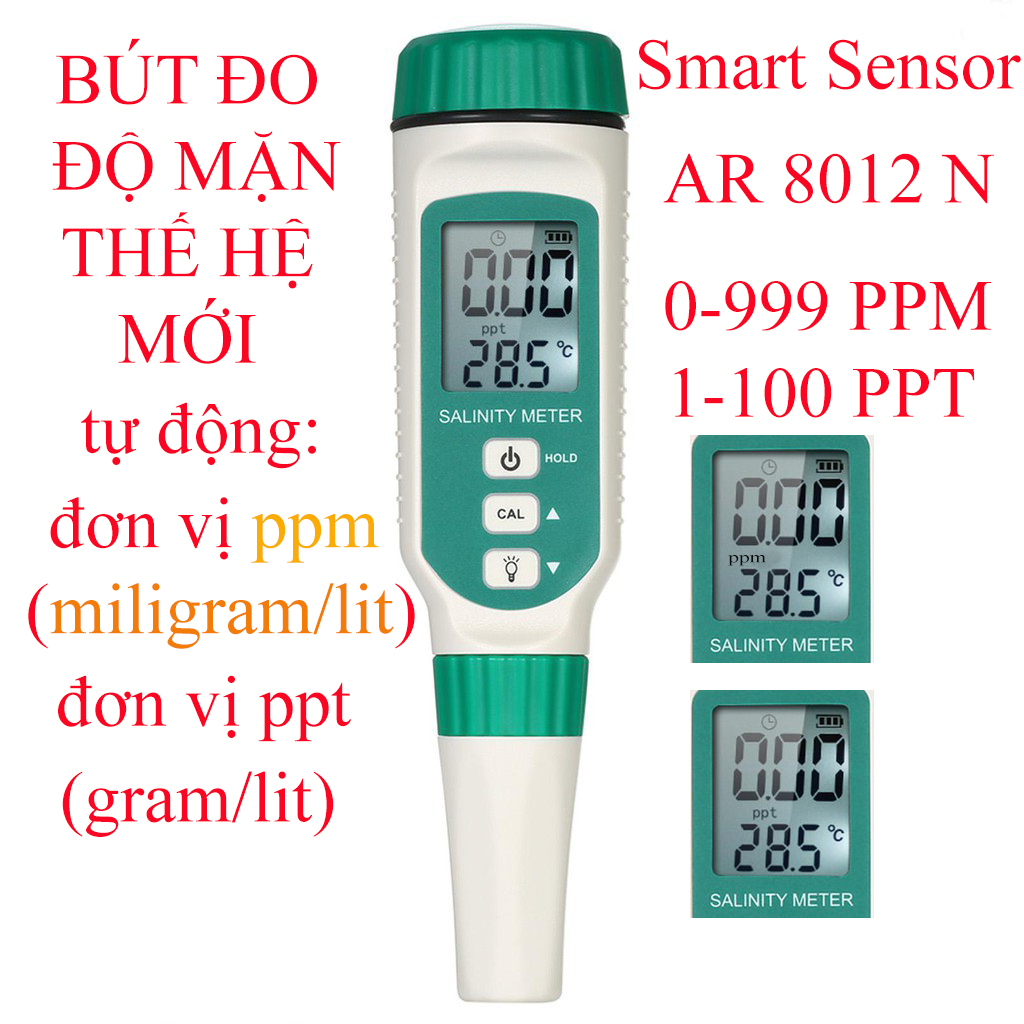 Máy đo độ mặn của nước và nhiệt độ nước dùng trong nuôi trồng thủy sản, tưới cây chống xâm nhập mặn