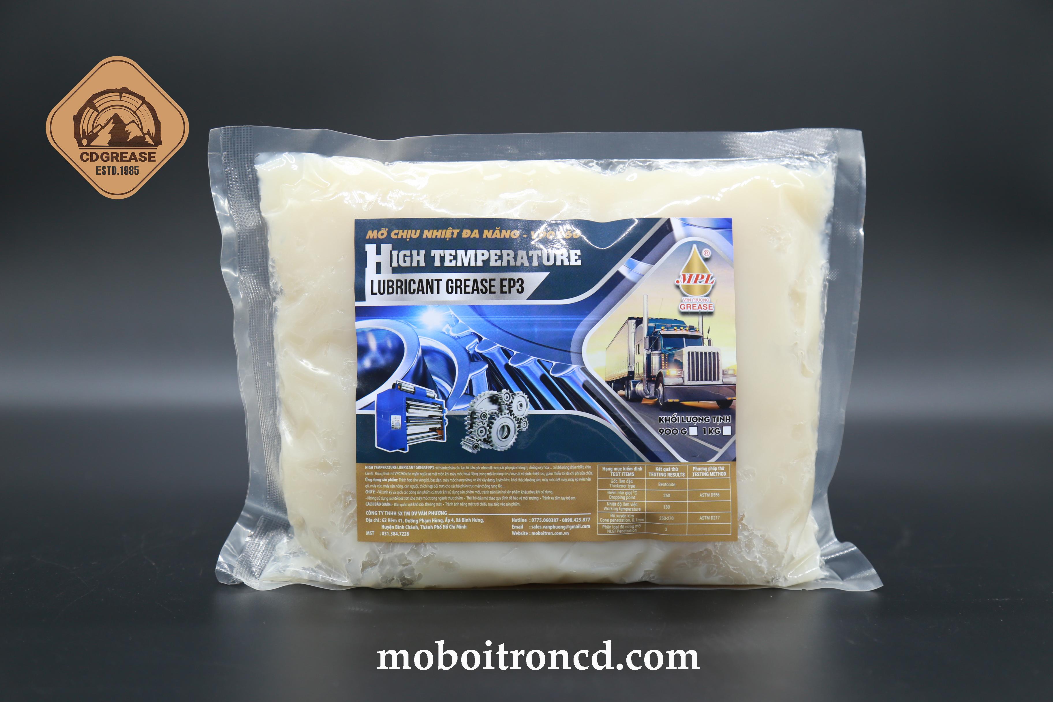 Mỡ VP260 trắng sữa chịu nhiệt 300 độ, túi có vòi 900g bôi trơn cao cấp kháng nước