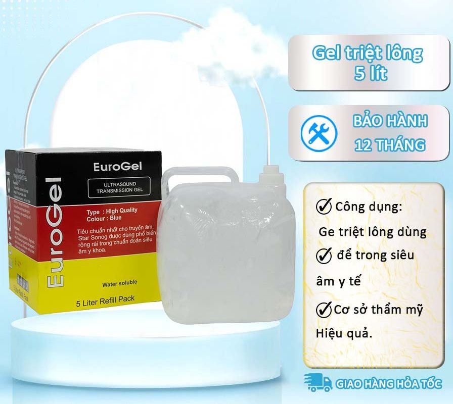 Gel siêu âm màu trắng - gel lạnh triệt lông can 5 lít- gel euro -gel điệm tiêm gel triệt lông chính hãng.