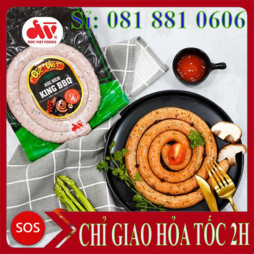Xúc xích king bbq - đức việt, xúc xích king bbq cao cấp, chuẩn vị đức, gói 250g