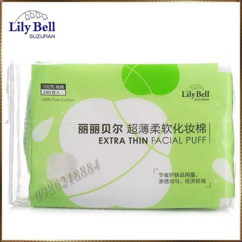 Bông tẩy trang Lily Bell vỏ xanh Extra Thin 240 miếng