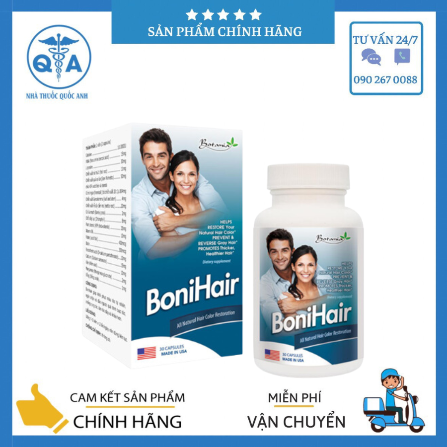 Bonihair - hỗ trợ giảm rụng tóc, tóc dày khỏe hộp 30 viên