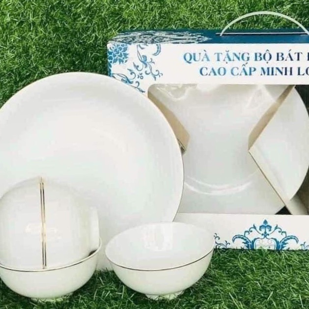 [HCM]BỘ 4 BÁT ĂN CƠM và ĐĨA SÂU LÒNG 23CM MINH LONG