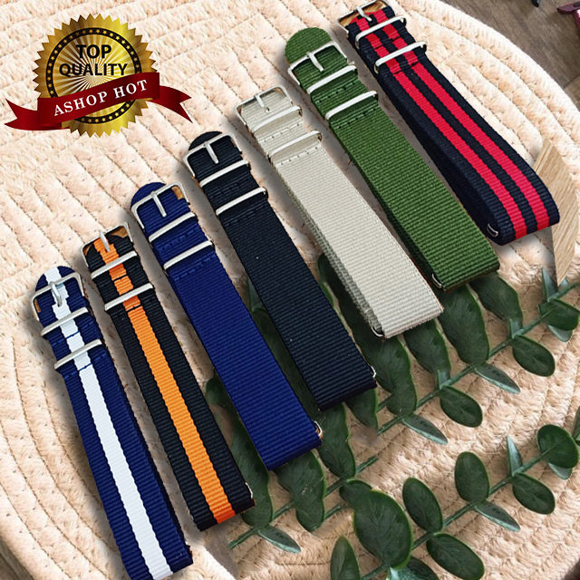 [HOT] Dây Đồng Hồ Vải Dù Zulu Nato nhiều màu sọc size 18mm 20mm cao cấp