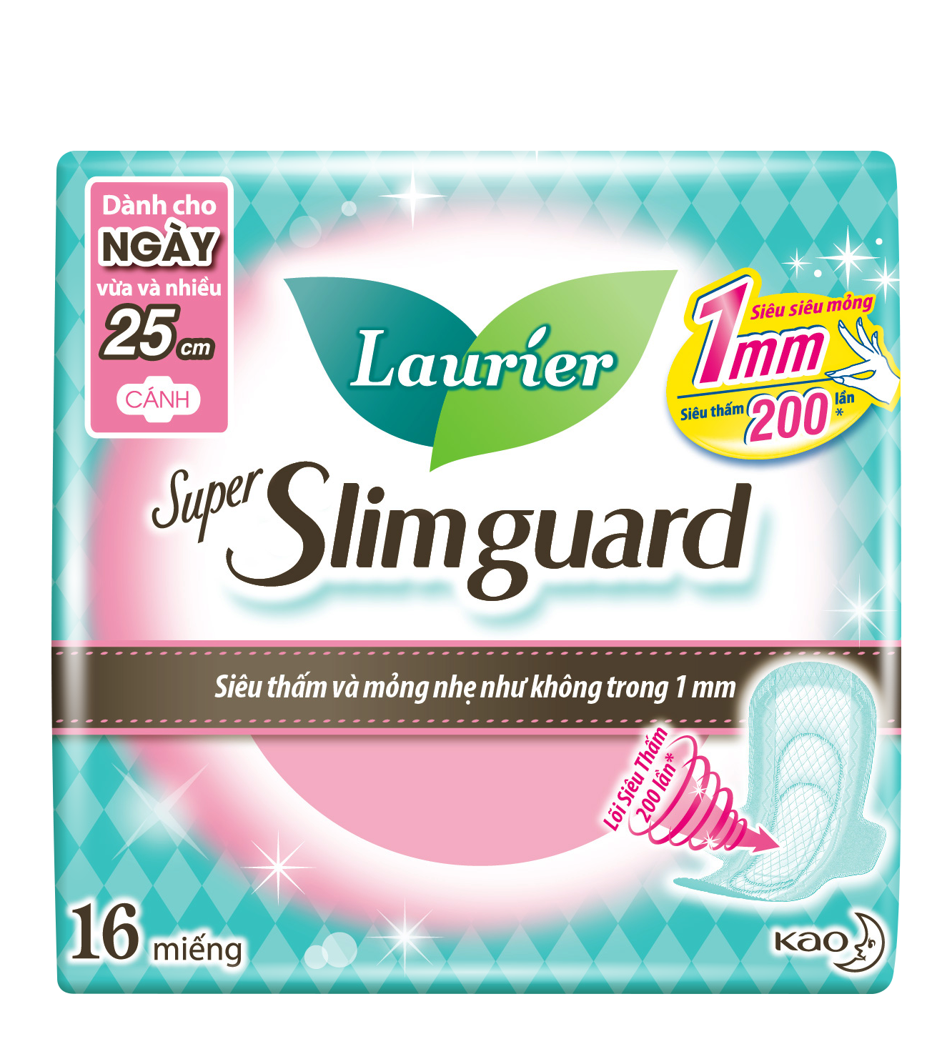 [HCM]Combo 3 Gói BVS Laurier Super Slim Guard Siêu Mỏng 1mm 25cm 16 Miếng Nhập Khẩu Thái Lan