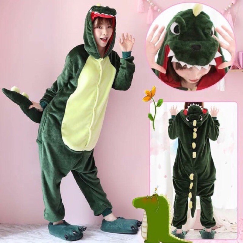 Combo bộ đồ khủng long kèm dép đủ màu
