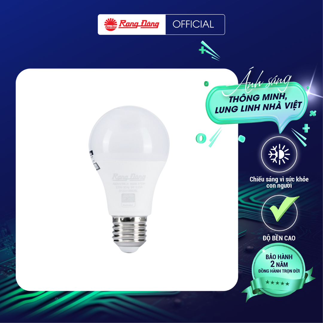 (Mua 5 bóng tặng 1 bóng) LED BULB A60N1/9W E27 Chính hãng Rạng Đông Siêu tiết kiệm điện Tuổi thọ cao Chất lượng ánh sáng đẹp Chip LED tin cậy