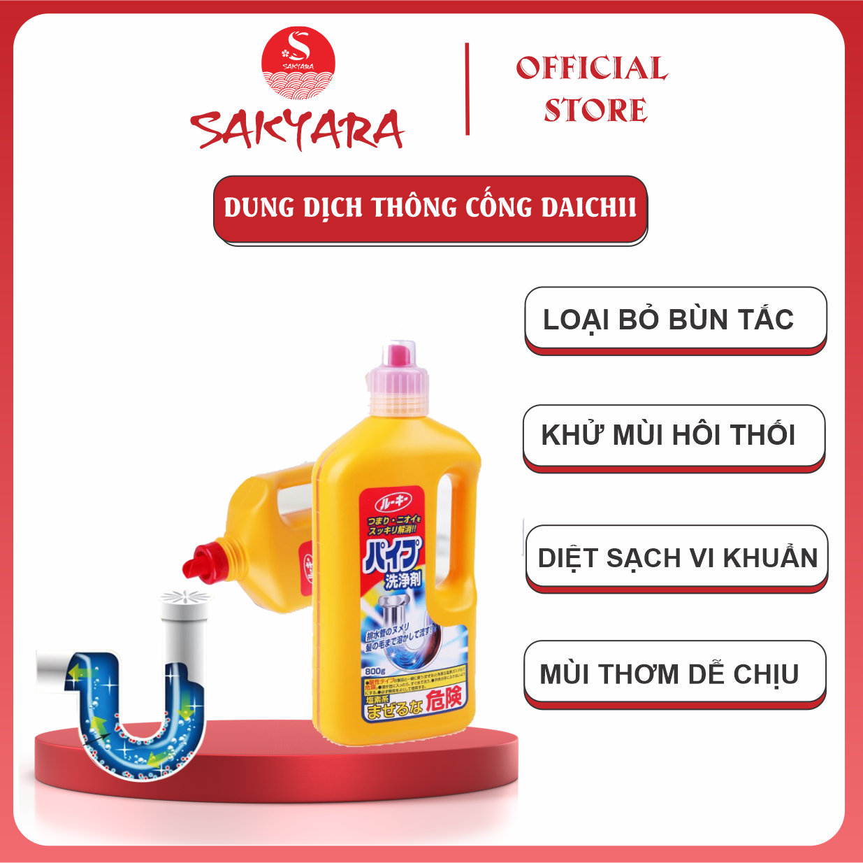Dung dịch thông tắc đường ống cống Daiichi Nhật Bản 800g thông ngay sau 30 phút