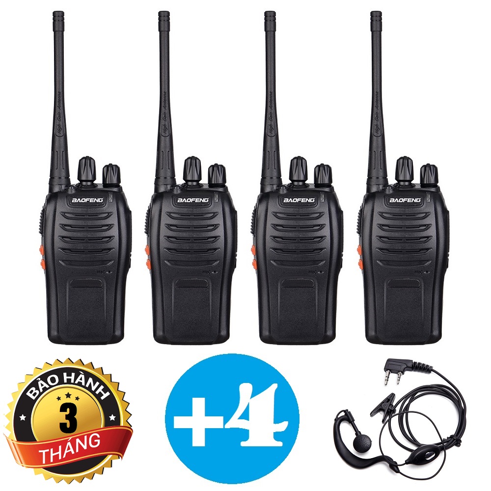 Bộ 04 Baofeng BF-888S + 04 Tai Nghe Chuyên Dụng - BH:3 Tháng