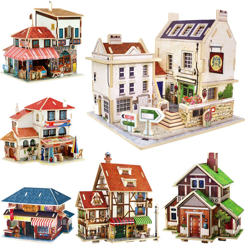 Mô hình nhà gỗ DIY Mẫu các công trình nhà nổi tiếng thế giới, chất liệu gỗ, lắp ghép theo khớp Robotime