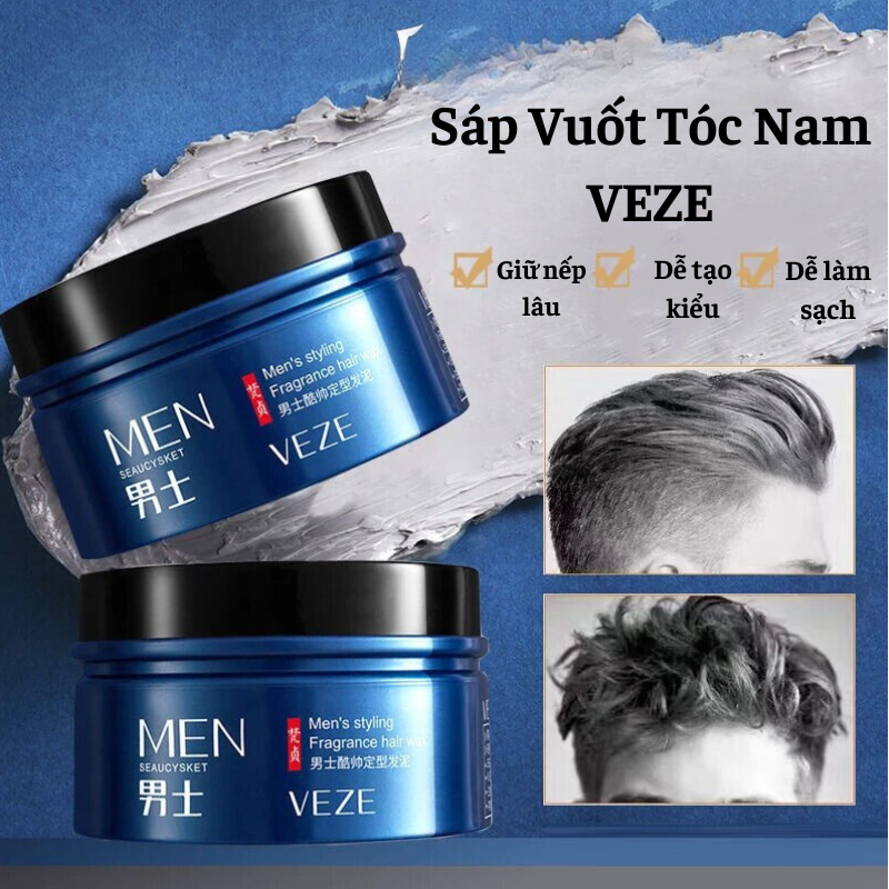  Sáp Vuốt Tóc Nam VEZE Giữ Nếp Lâu Không Bết Dính Không Để Lại Bụi Trắng Dễ Dàng Gội Sạch Có Mùi Hương Nam Tính 