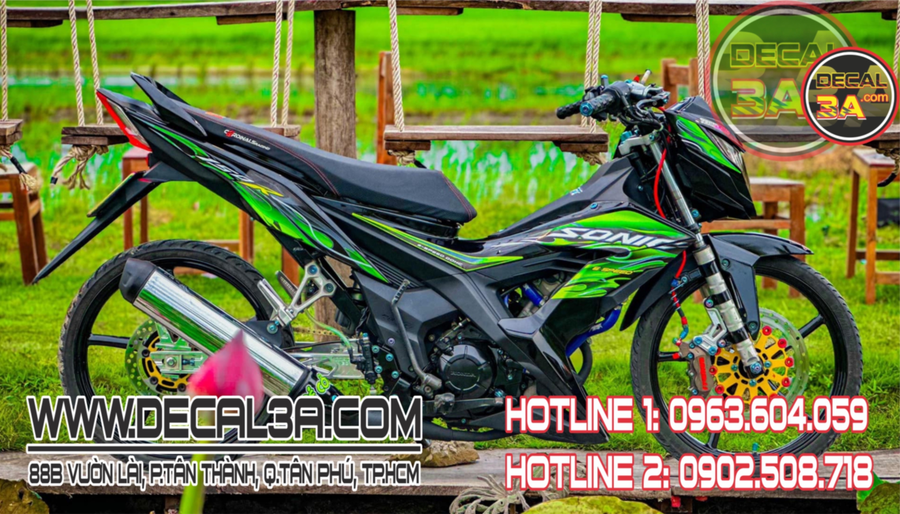 Tem rời sonic 150r lửa xanh chuối