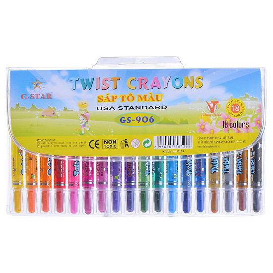 Bút sáp vặn ngắn 18 màu hq g-star 906-18