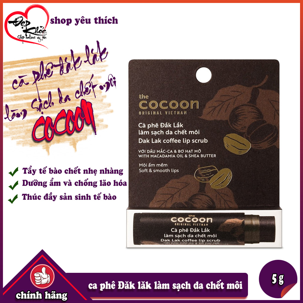[HCM]Cà Phê Đăk Lăk Tẩy Da Chết Môi COCOON ( 5g )