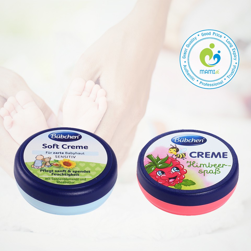 Kem (20ml) dưỡng ẩm, ngừa nẻ (hương hướng dương cho bé từ sơ sinh/hương mâm xôi cho mọi tuổi) Bubchen, Đức