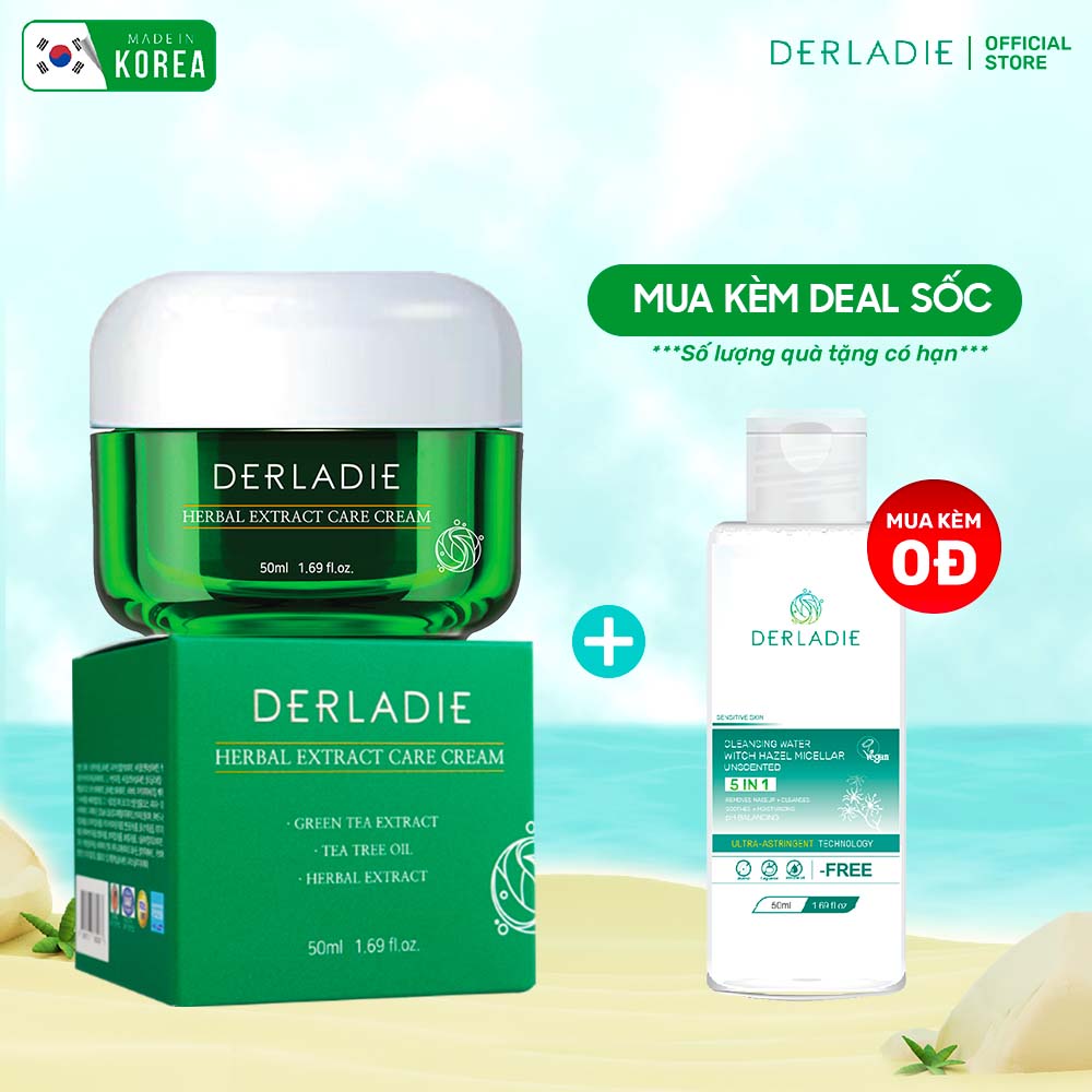 Kem Dưỡng Giảm Mụn, Kiềm Dầu 12 Giờ Derladie Herbal Extract Care Cream 50ml