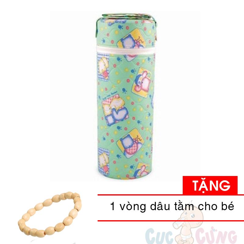 Ủ bình sữa đơn - ủ bình cổ nhỏ họa tiết ngẫu nhiên lõi xốp TẶNG 1 vòng dâu tằm cho bé