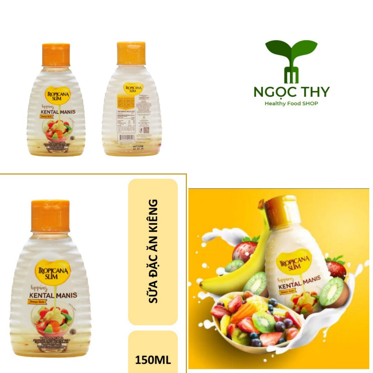  Sữa Đặc ăn Kiêng Không Đường Tropicana Slim 150ml an toàn cho người tiểu đường ăn kiêng eatclean 