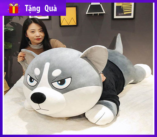 Gấu bông chó ngáo husky  mặt siêu ngầu ,Gối ôm chó đại ngáo mềm mịn đàn hồi