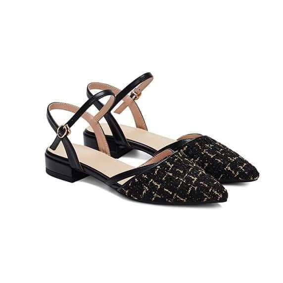 [HCM](Bảo hành 12 tháng) Sandal nữ đế bệt bít mũi - sandal nữ chất liệu da mềm - sandal bít mũi - chiều cao đế 15p - màu đen - Đủ size từ 35 đến 39 - đổi trả trong 7 ngày
