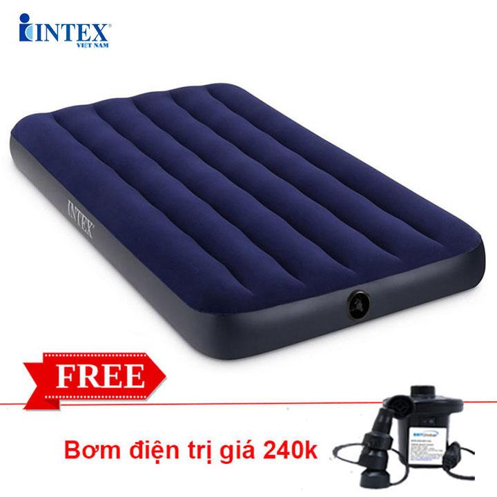 Đệm bơm hơi 137x191x22 Intex 68755 kèm bơm điện