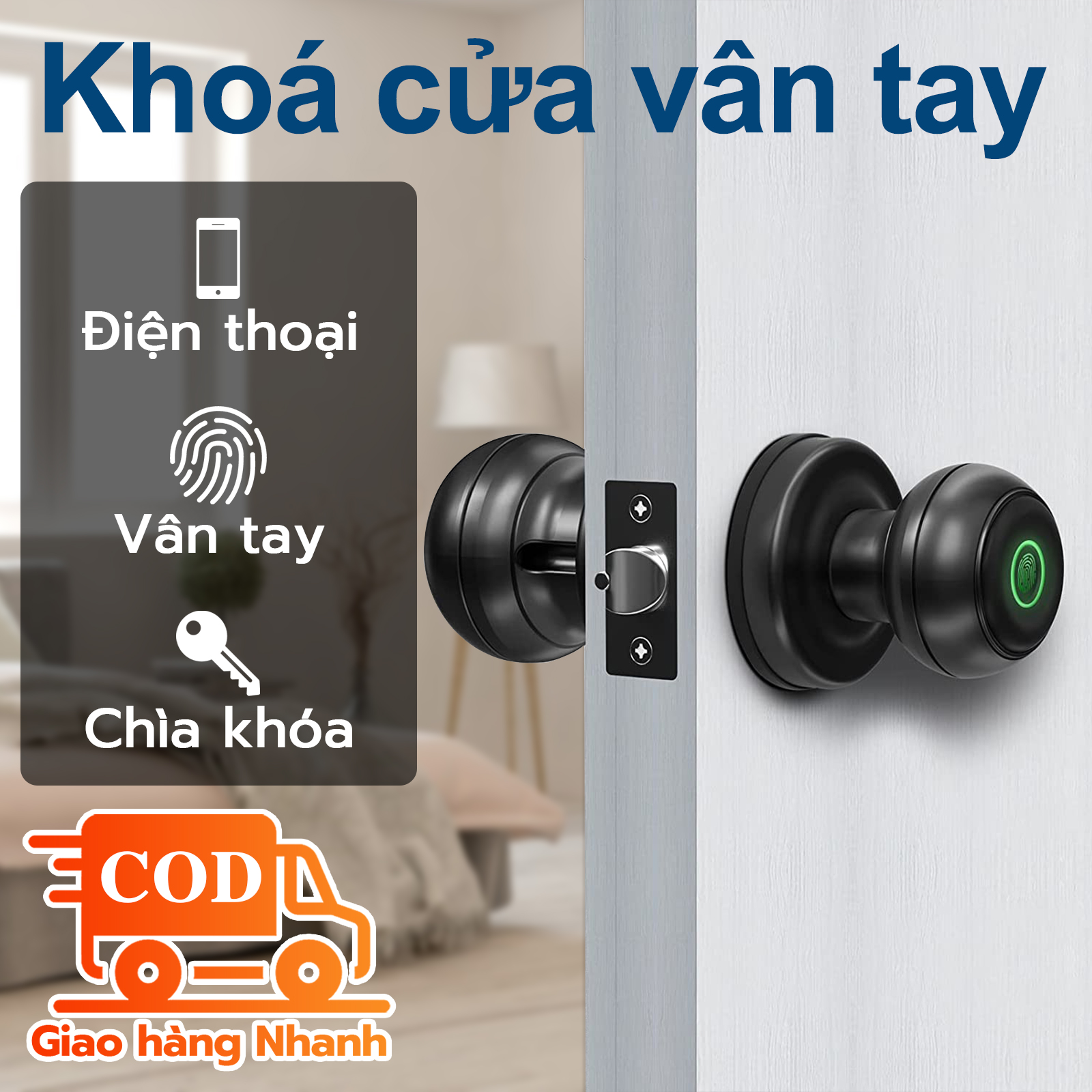 Khóa cửa vân tay Núm cửa không cần chìa khóa Khóa cửa, vân tay, điện thoại, chìa khóa mở khóa cho căn hộ văn phòng khách