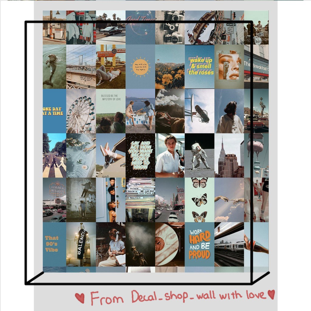 [HCM]Wall Collage dán tường trang trí decor phòng ngủ - theme retro blue