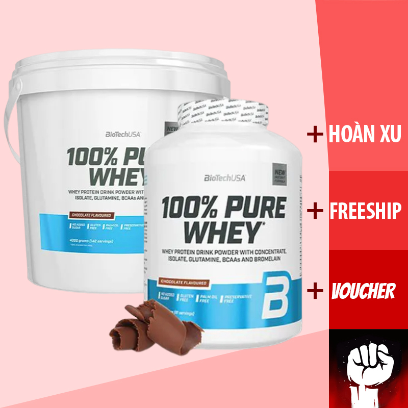 Whey protein | biotech 100% pure whey giúp tăng cơ phục hồi cơ - chính hãng muscle fitness