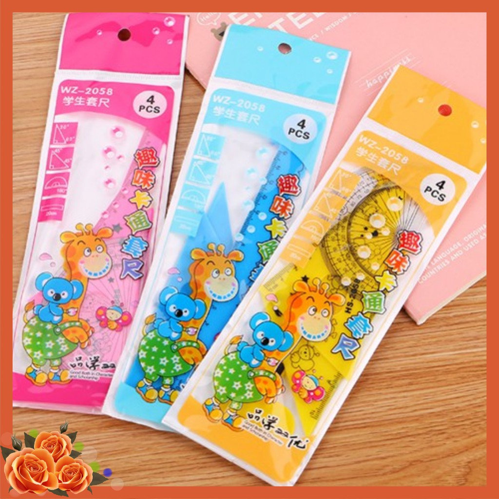 Combo 2 bộ 4 thước kẻ 4 màu