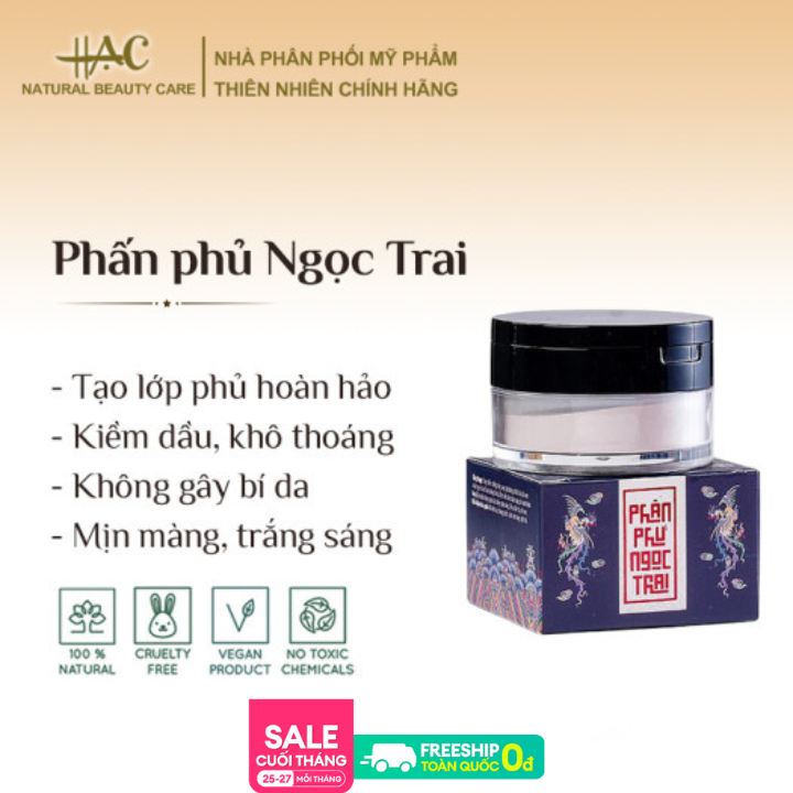 Phấn phủ chiết suất từ ngọc trai mịn mỏng, bắt sáng tốt, kiềm dầu chống nắng cho mọi loại da - Phấn Nụ Hoàng Cung - HẠC Natural Beauty Care