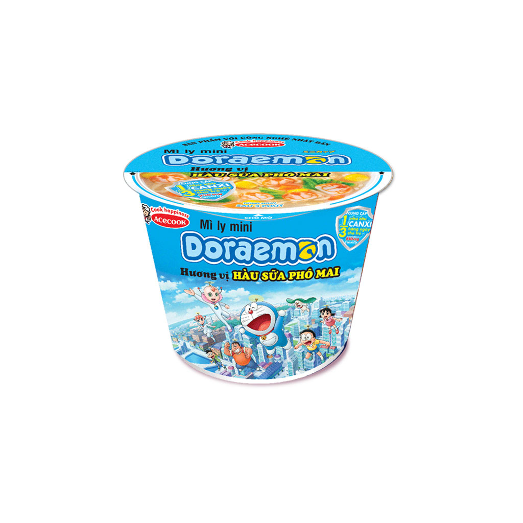 Thùng 12 ly mì mini Doraemon vị hàu sữa phô mai