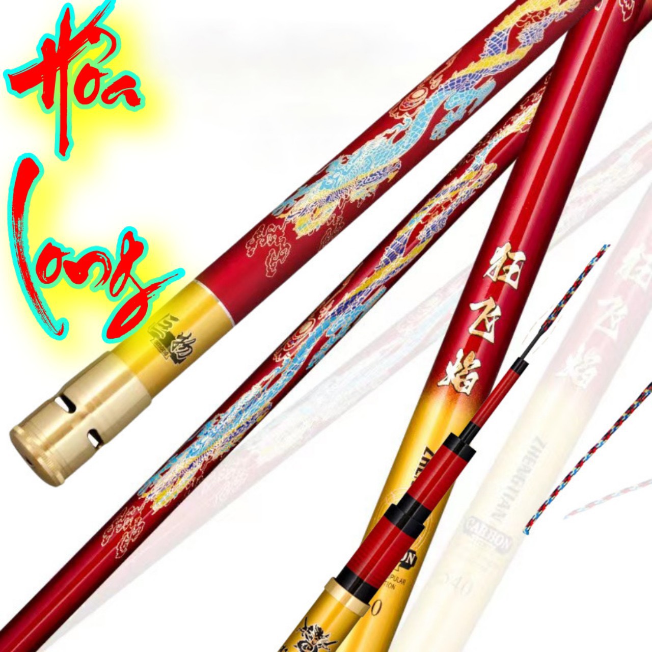Cần câu tay câu đơn đài Hỏa Long săn hàng bản mới nhất 2023 tặng ngọn phụ + túi đựng